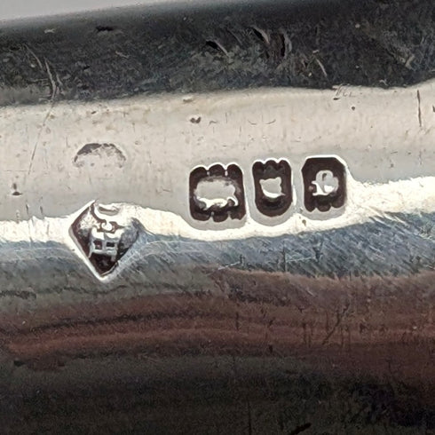 1901年 英国アンティーク バンブーシャフト L字アントラーハンドル 純銀装飾 ステッキ 杖 81cm